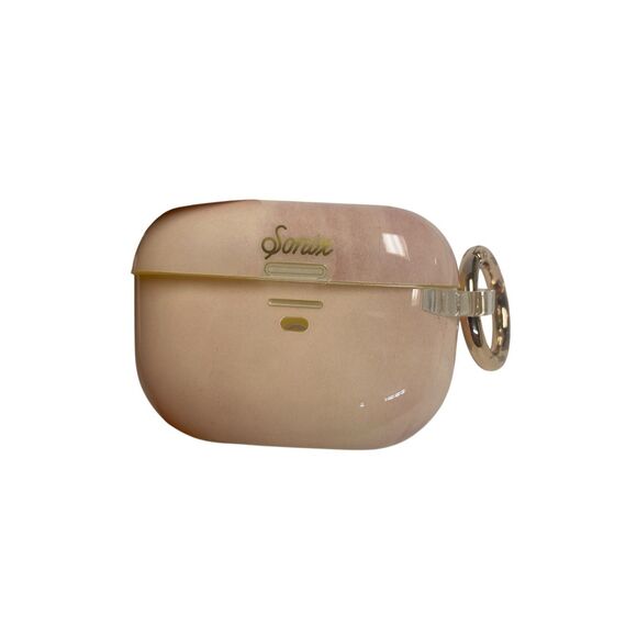 Sonix Protective Hard-Shell Case for AirPods Pro Peach/Beige with Gold Snap Hook - Picture 1 of 2
